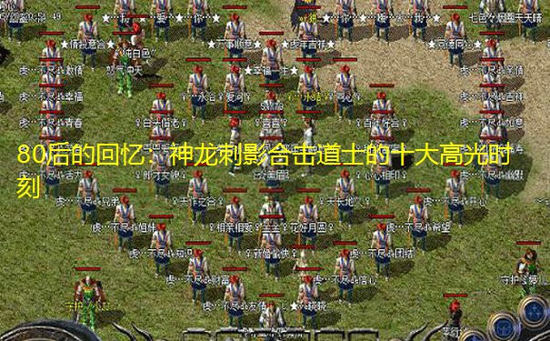 80后的回忆：神龙刺影合击道士的十大高光时刻